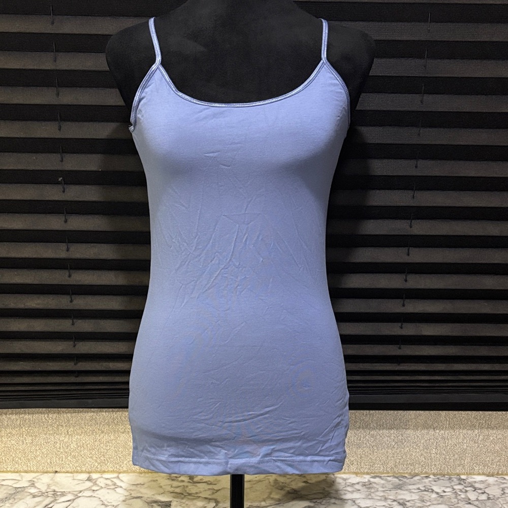 BP Core Stretch Cotton Camisole Blue Colony Metallic Strap Women Large NWT